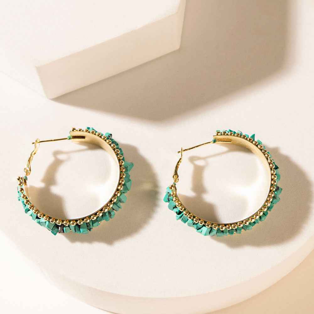 Myra Howlite Halo Earrings in Mineral Teal