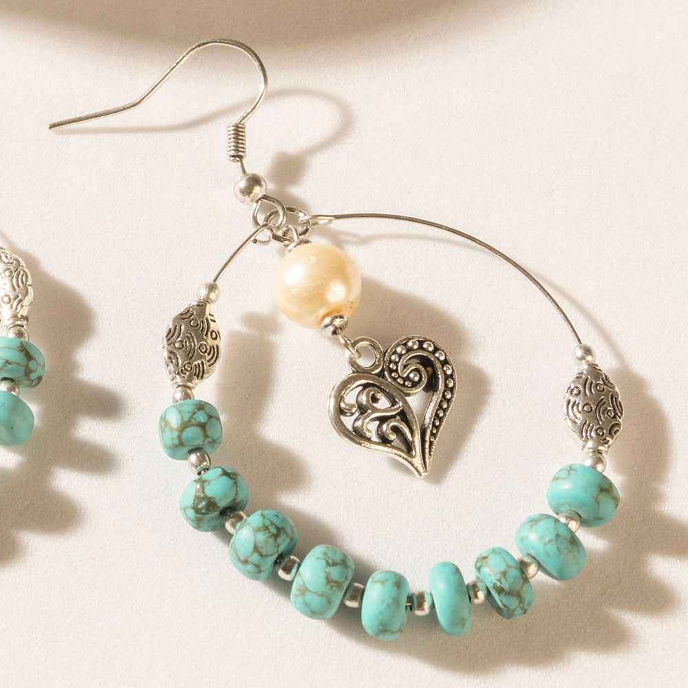 Myra Wild Bloom Heart Earrings in Ranch Teal