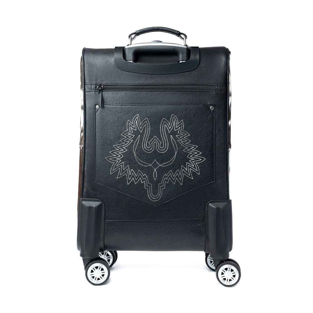 Myra Prairie Shadow Handtooled Hairon Leather Trolley in Stallion Noir