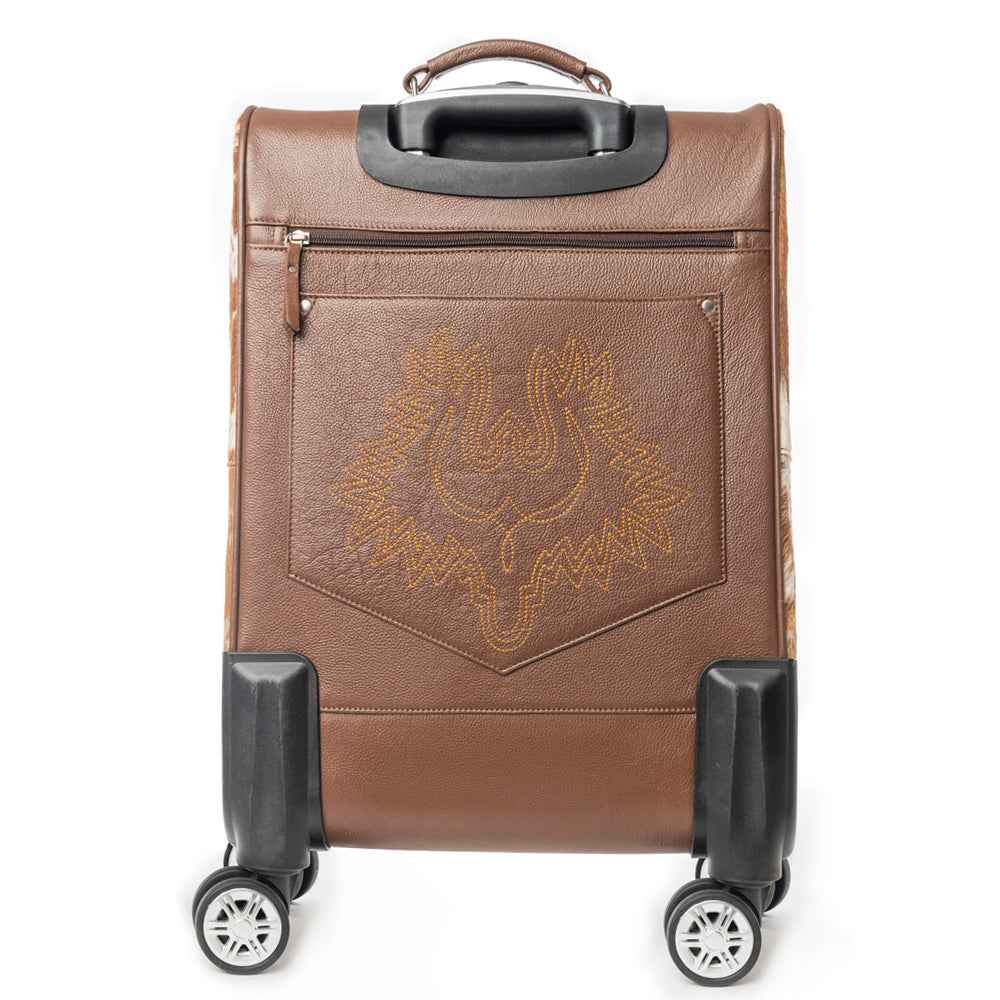 Myra Desert Fawn Handtooled Hairon Leather Trolley in Amber Fawn