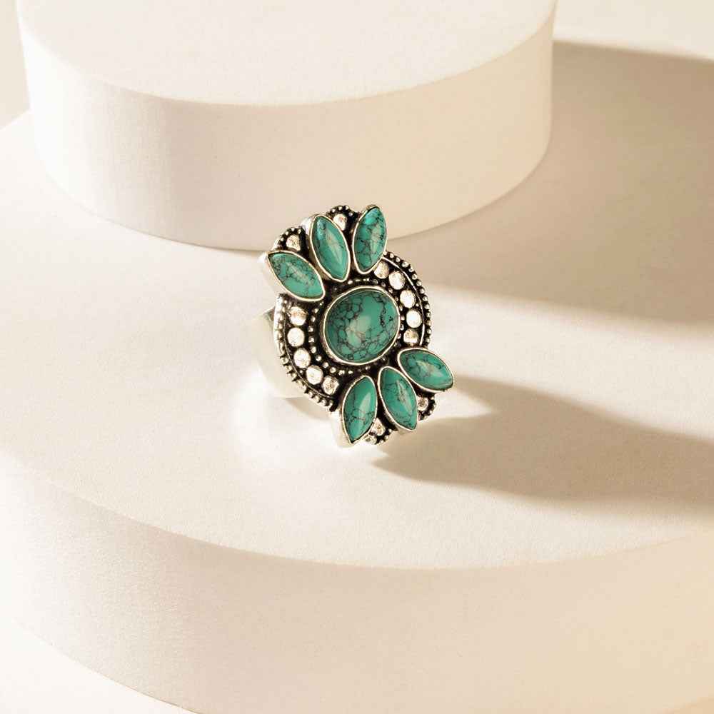 Myra The Wildhalo Ring in Prairie Teal