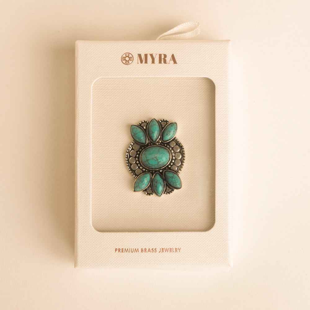 Myra The Wildhalo Ring in Prairie Teal