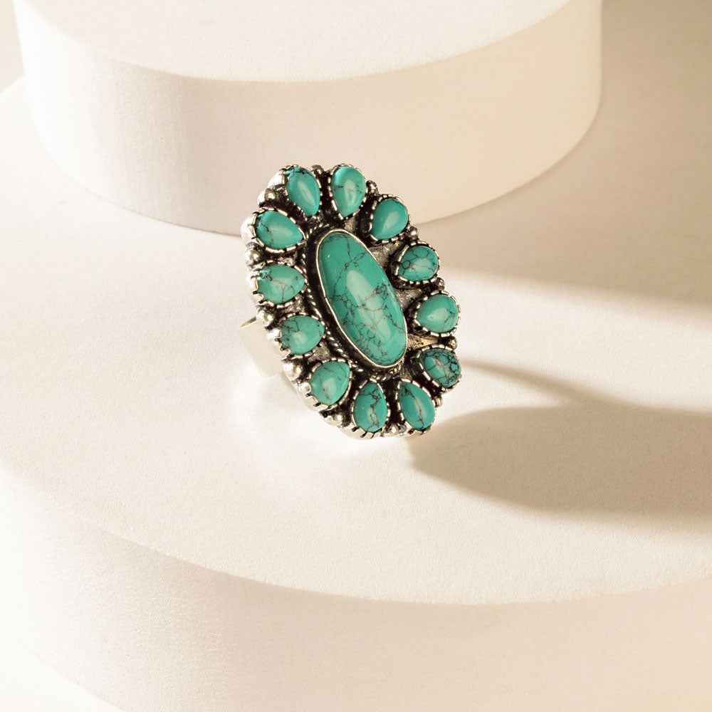 Myra The Sunchaser Ring in Antique Teal