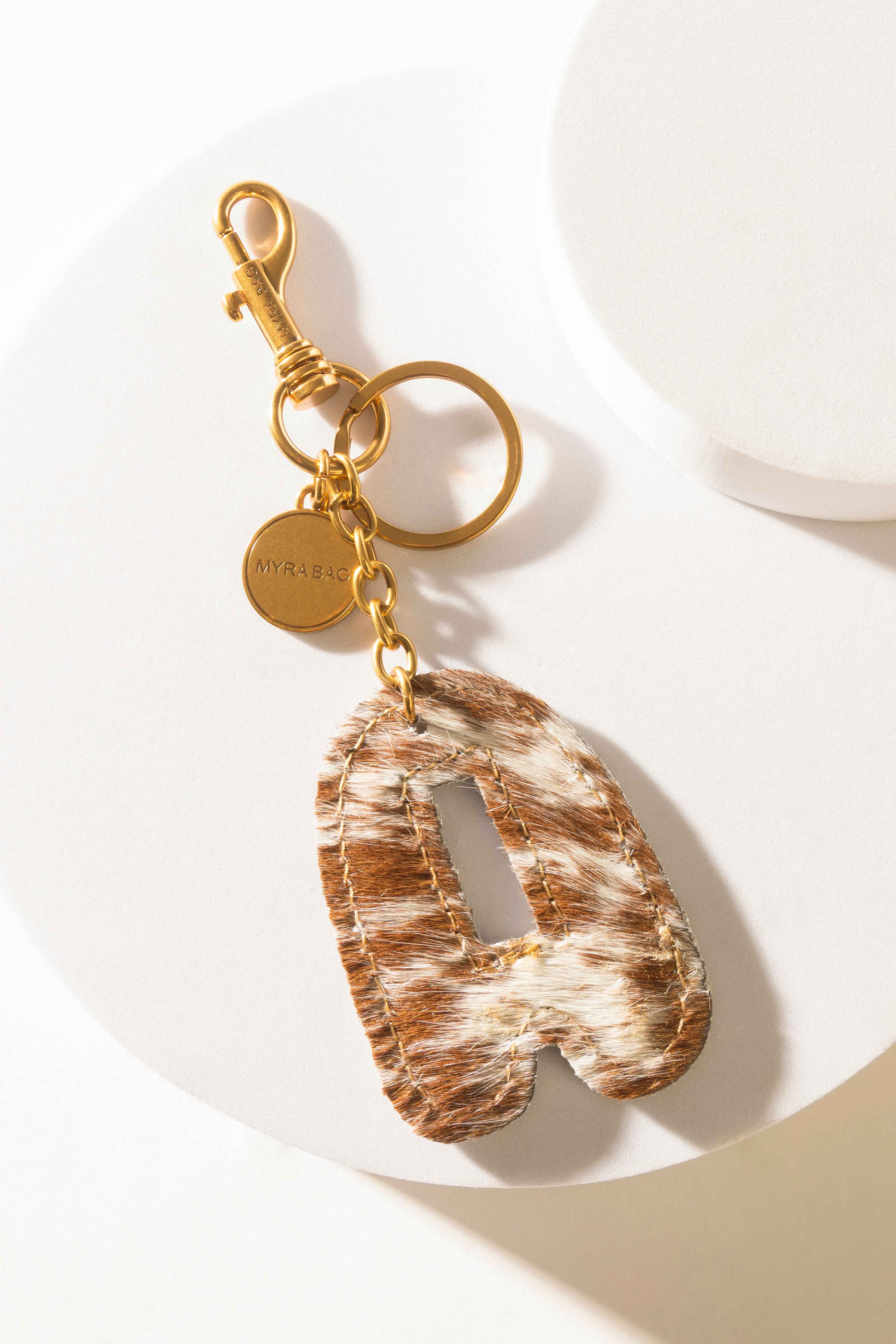Alpha Hairon Bag Charm in Brown & White