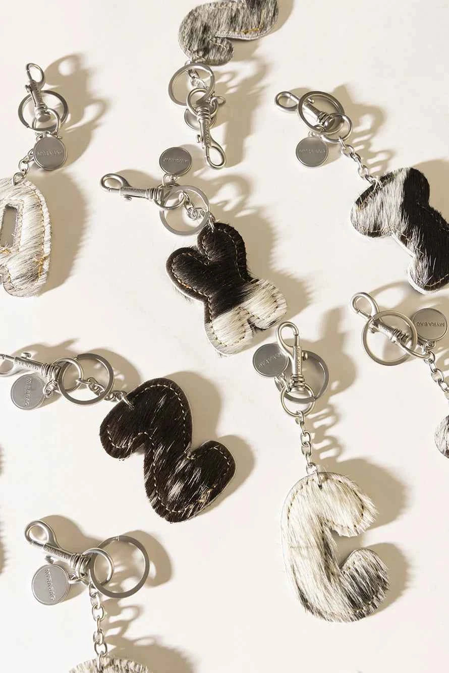 Alpha Hairon Bag Charm in Black & White