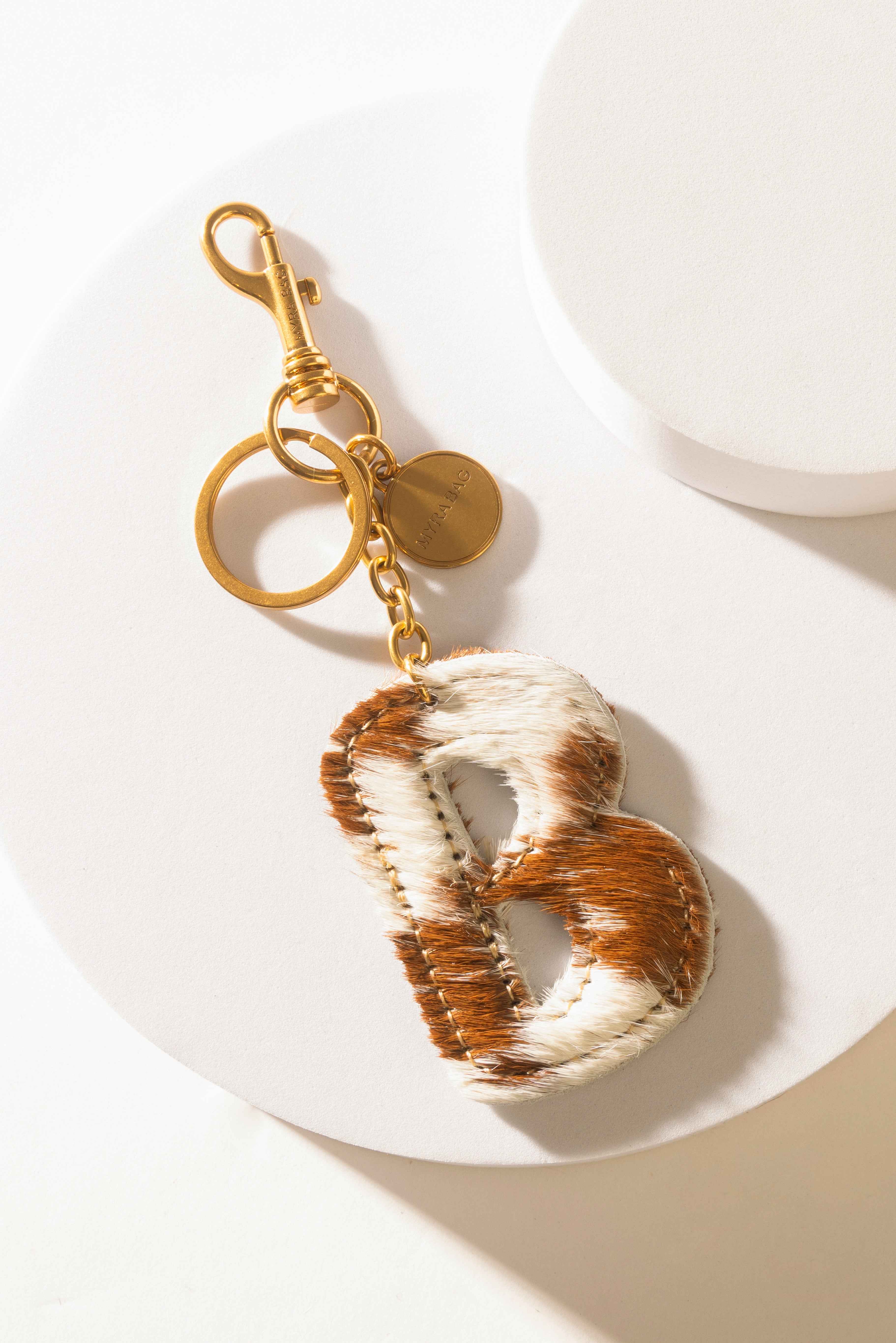 Alpha Hairon Bag Charm in Brown & White
