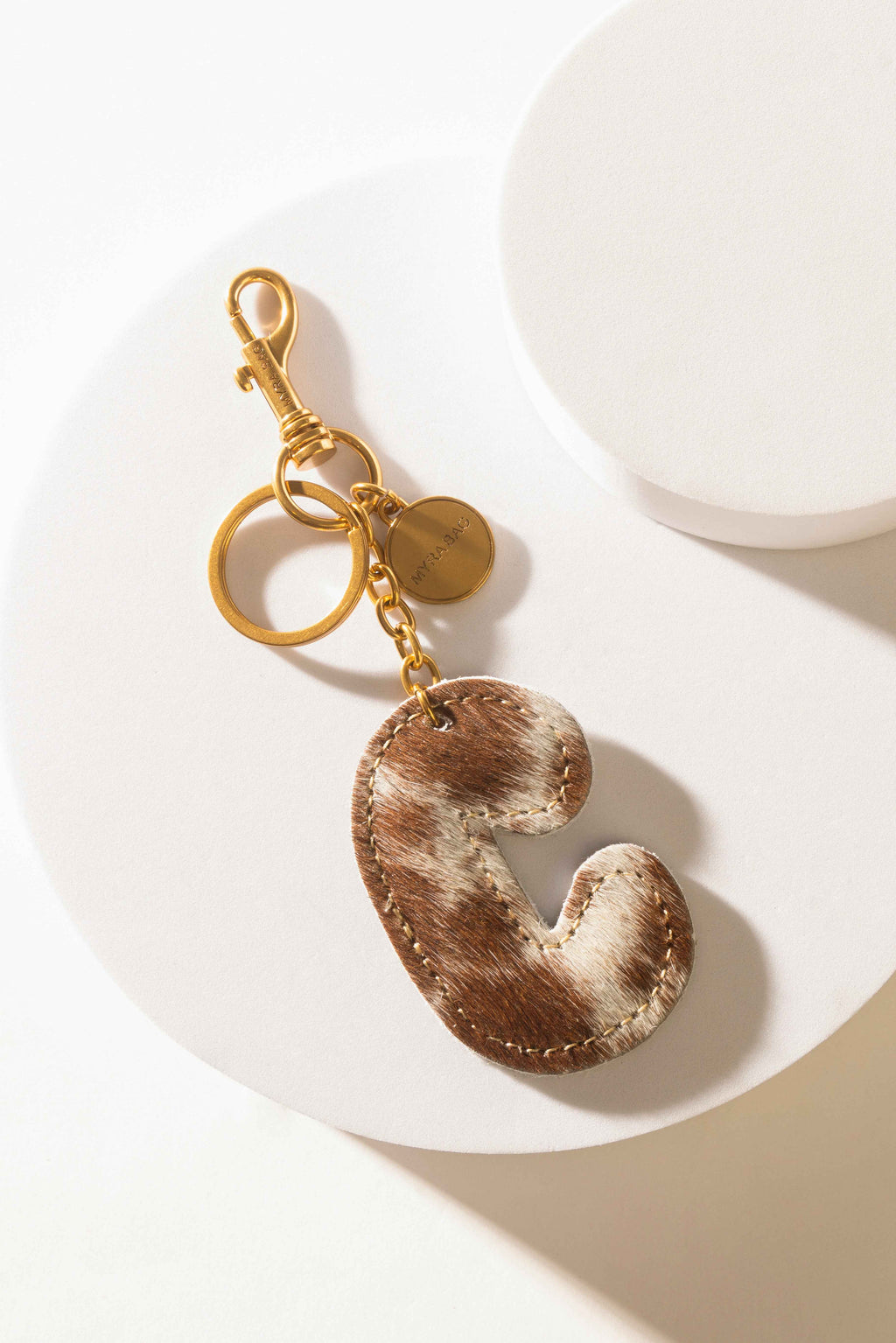 Alpha Hairon Bag Charm in Brown & White
