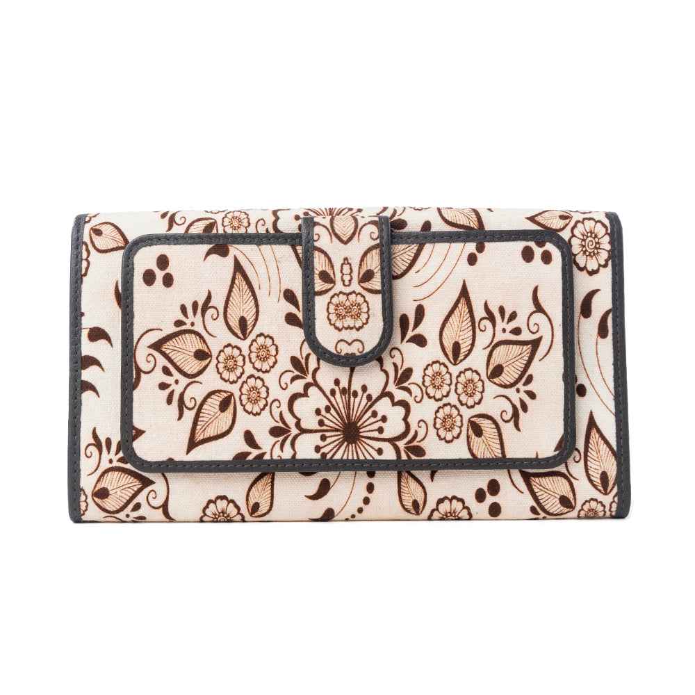 Myra Vanilla Vine Woven Wallet in Sepia Bloom