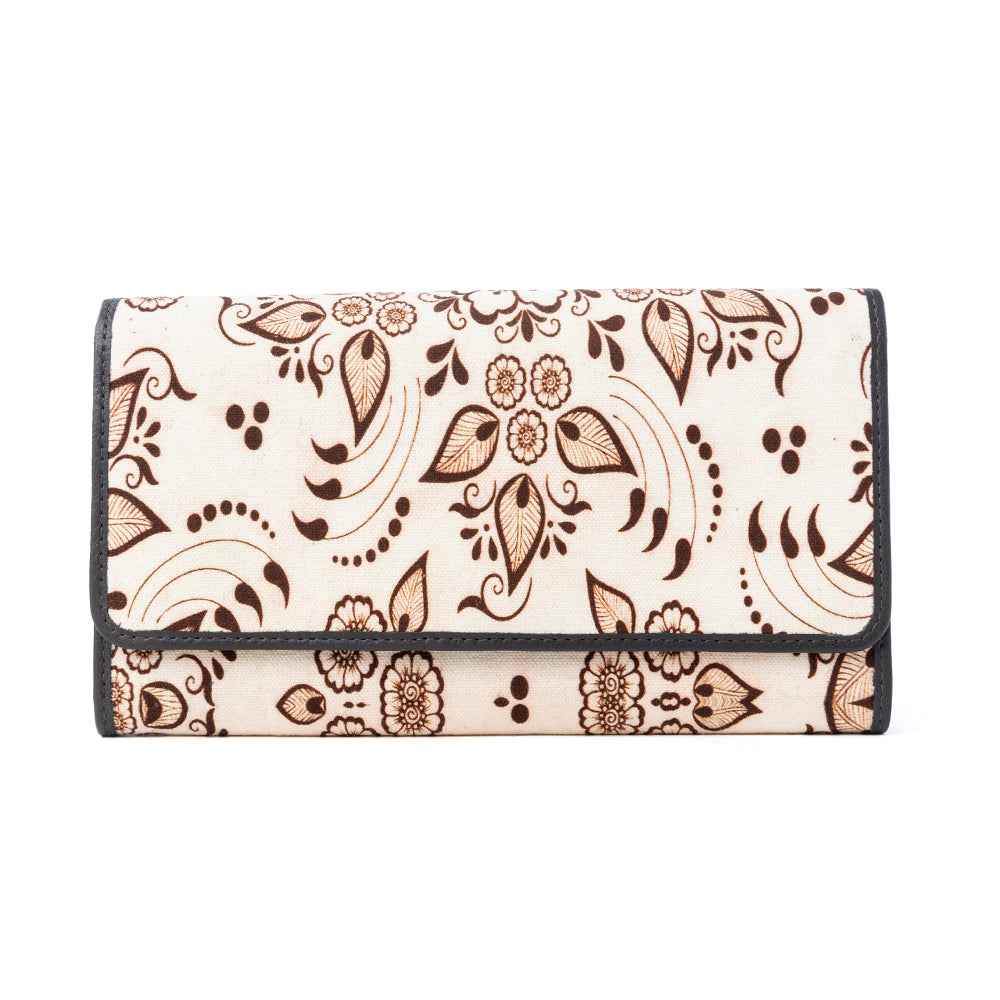 Myra Vanilla Vine Woven Wallet in Sepia Bloom