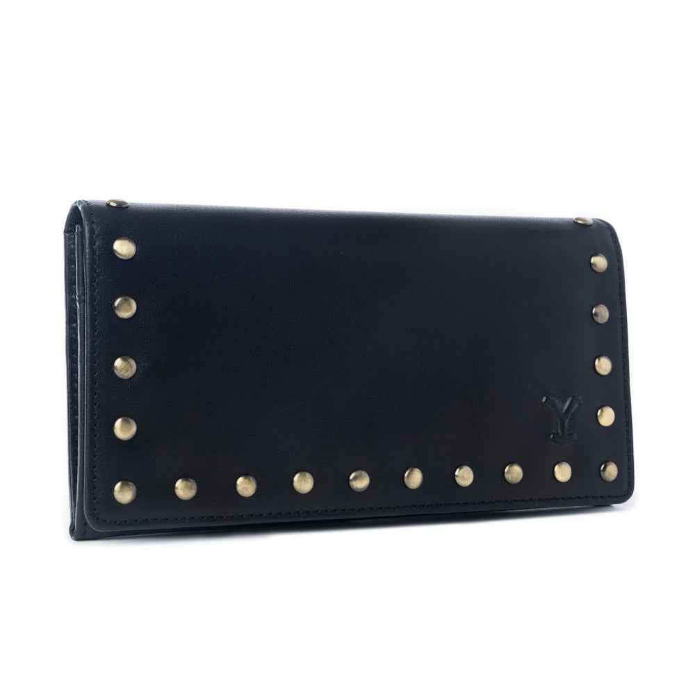 Yellowstone Caldera Leather Wallet with Rivets in Ash