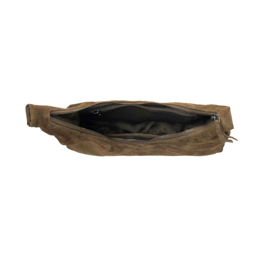 Myra Juniper Trail Genuine Suede Bag for Women in olive with soft finish with extra strap