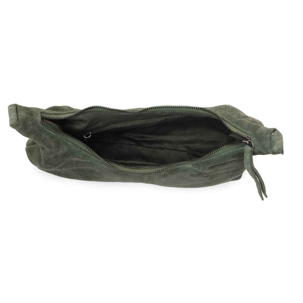 Myra Juniper Trail Genuine Suede Bag for Women in forest green with extra strap