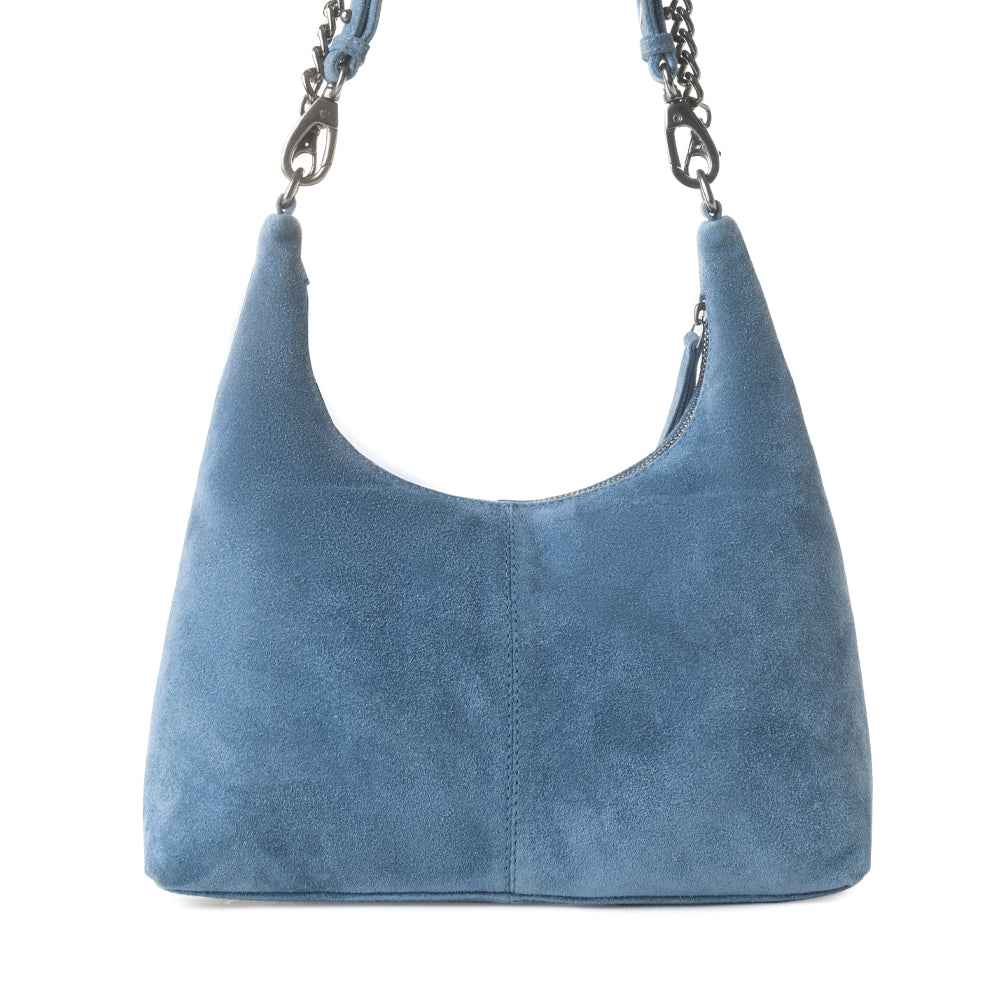 Myra Juniper Trail Genuine Suede Bag for Women in denim blue with extra strap