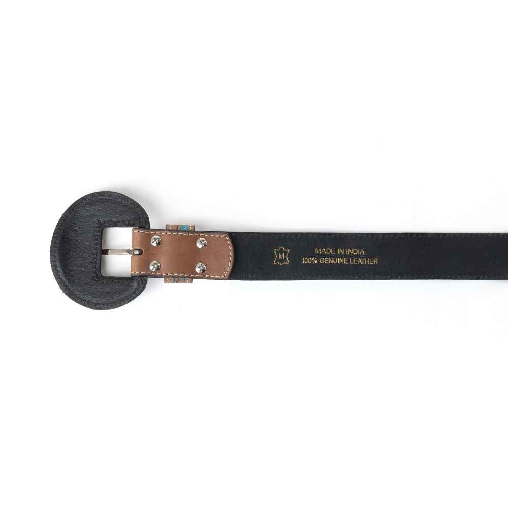 Western Wreath Leather Belt in Bronco Sky