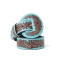 Barrel Bloom Leather Belt in Mahogany Brown