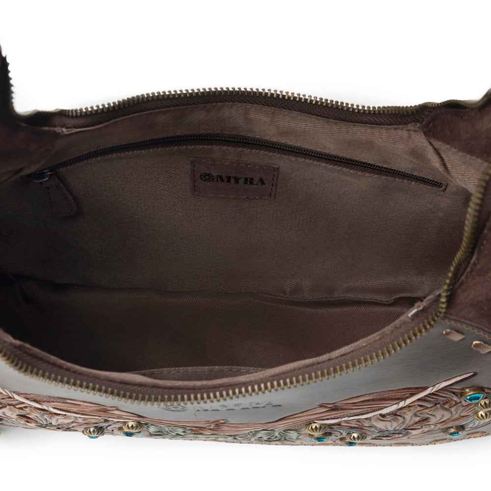 Myra Sierra Grove Handtooled Leather Bag in Deep Espresso