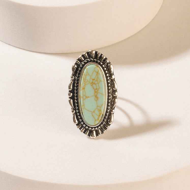 Myra Spirit Halo Turquoise Stone Ring in Vintage Teal
