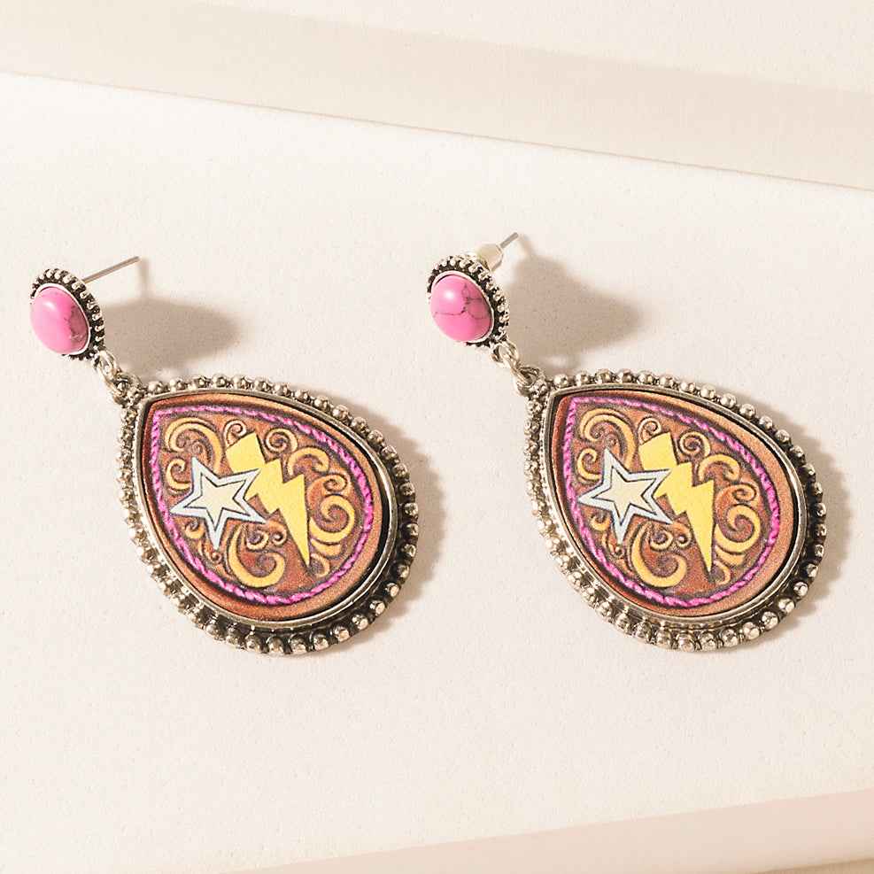 Myra Rebel Star Earrings in Fuchsia Flame