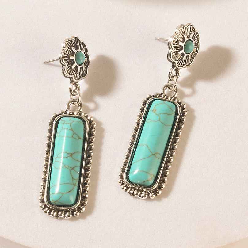Myra Sundown Relic Turquoise Stone Earrings in Cerulean Blue