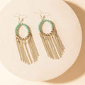 Myra Desert River Fringe Earrings in Mist Aqua