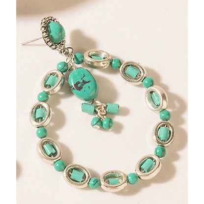 Myra Frosted Jewel Earrings in Sierra Vein Blue