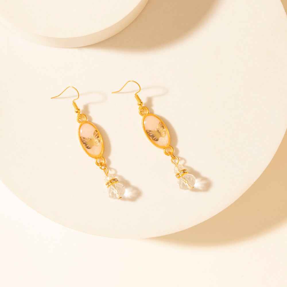 Myra Honey Crystal Dangle Earrings in Dawn Blush