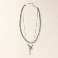 Myra Feathered Sage Necklace in Range Blue