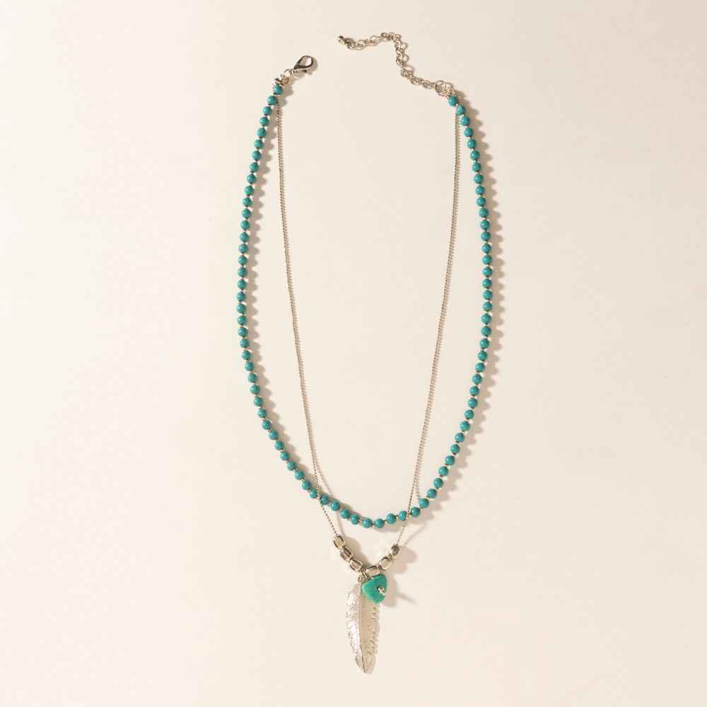 Myra Feathered Sage Necklace in Range Blue