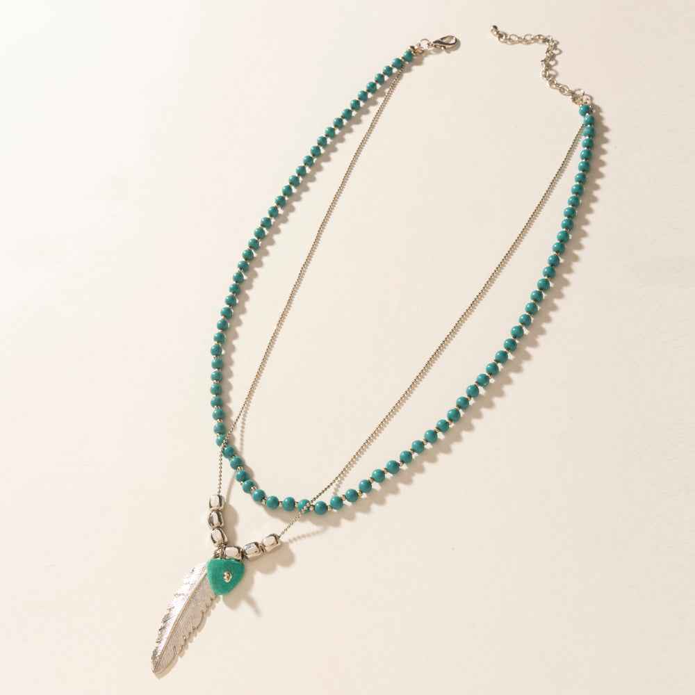 Myra Feathered Sage Necklace in Range Blue