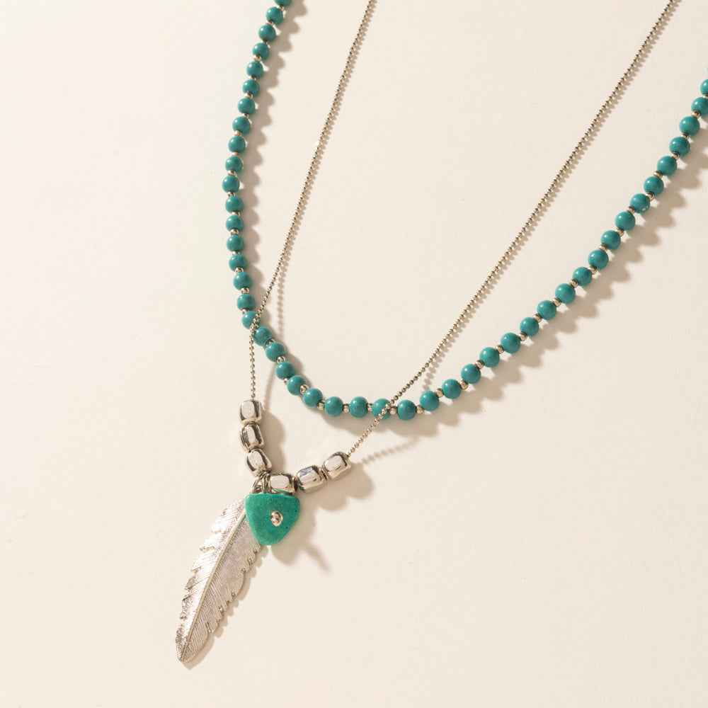 Myra Feathered Sage Necklace in Range Blue