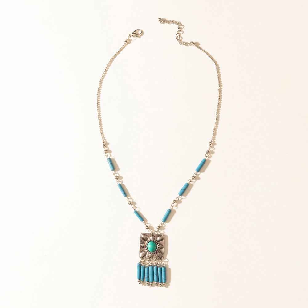 Myra Blue Coyote Necklace in Turquoise Charm