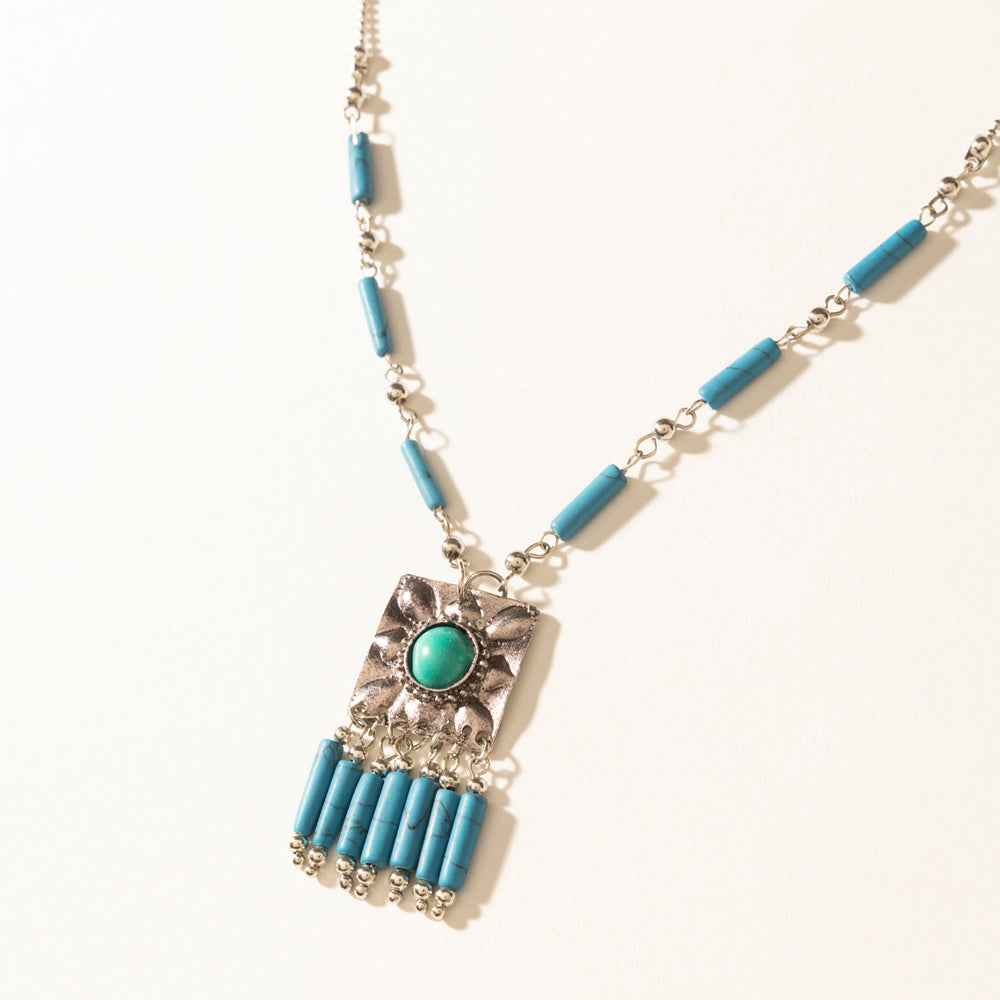 Myra Blue Coyote Necklace in Turquoise Charm