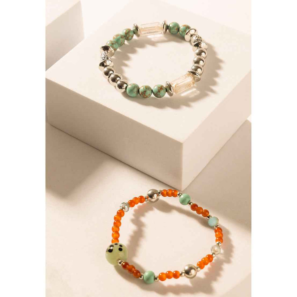 Myra Sunset Trails Bracelet Set in Mint Sky Silver