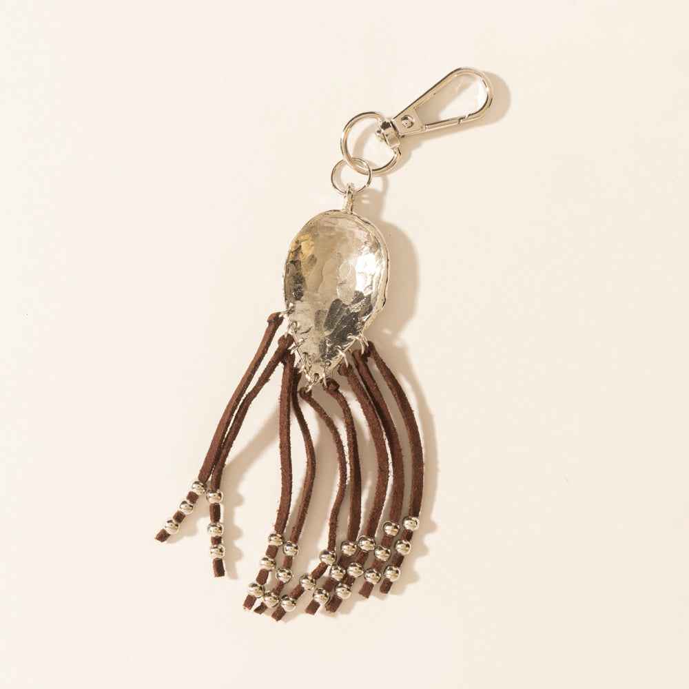 Myra Night Spirit Charm Keychain in Suede Black
