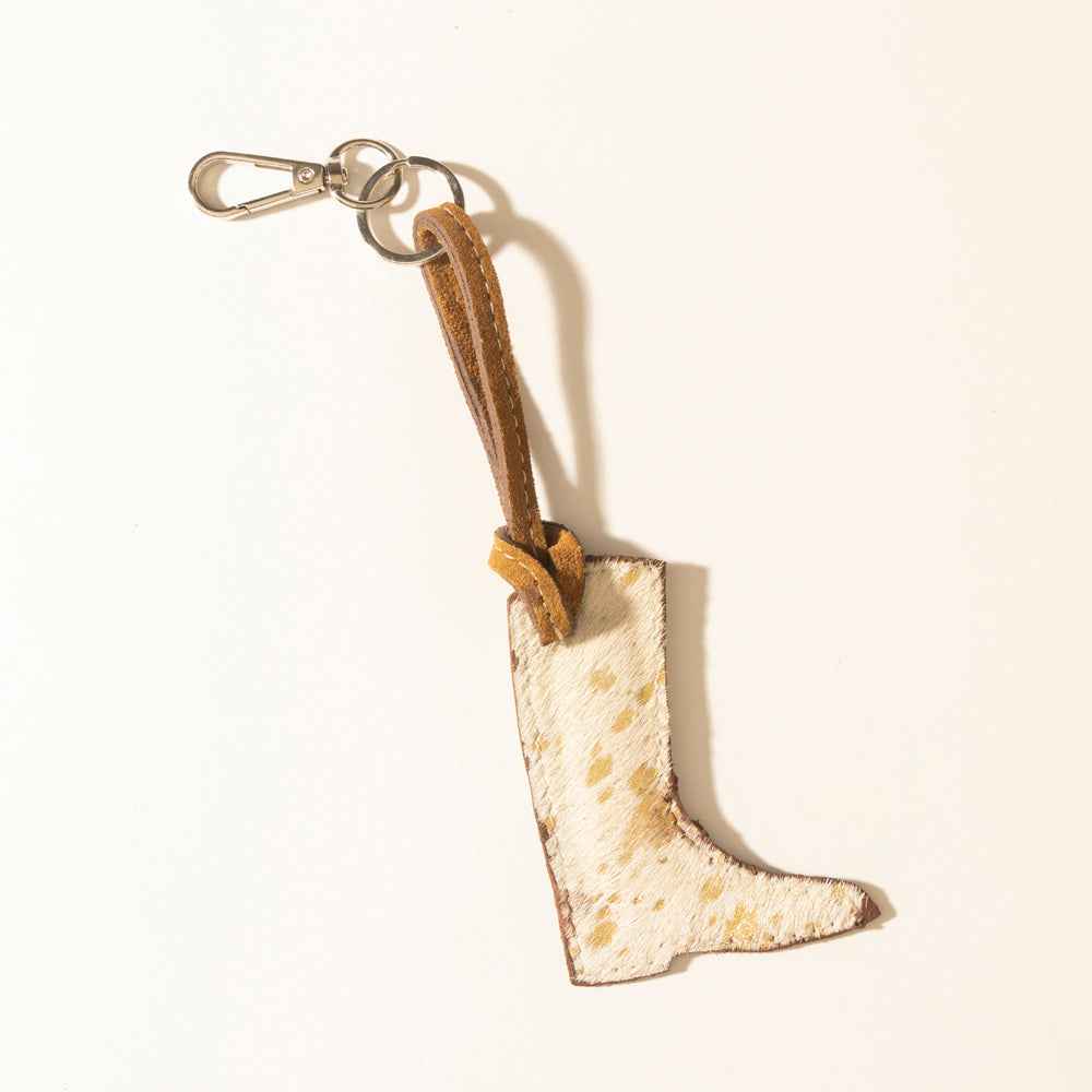 Myra Rustler’s Boot Hairon Keychain in Hay Ivory