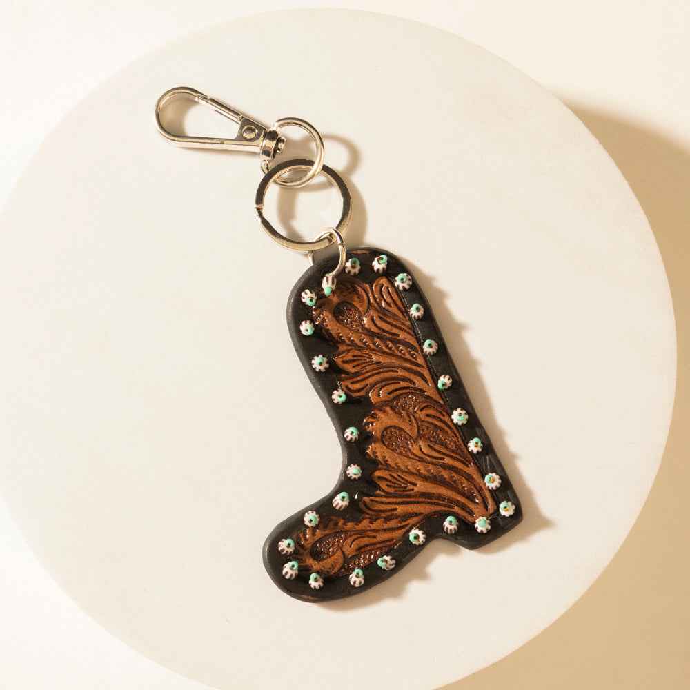 Myra Legend Boot Charm Keychain in Carve Tan