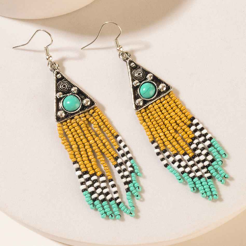 Myra Oasis Bloom Fringe Earrings in Savanna Blue
