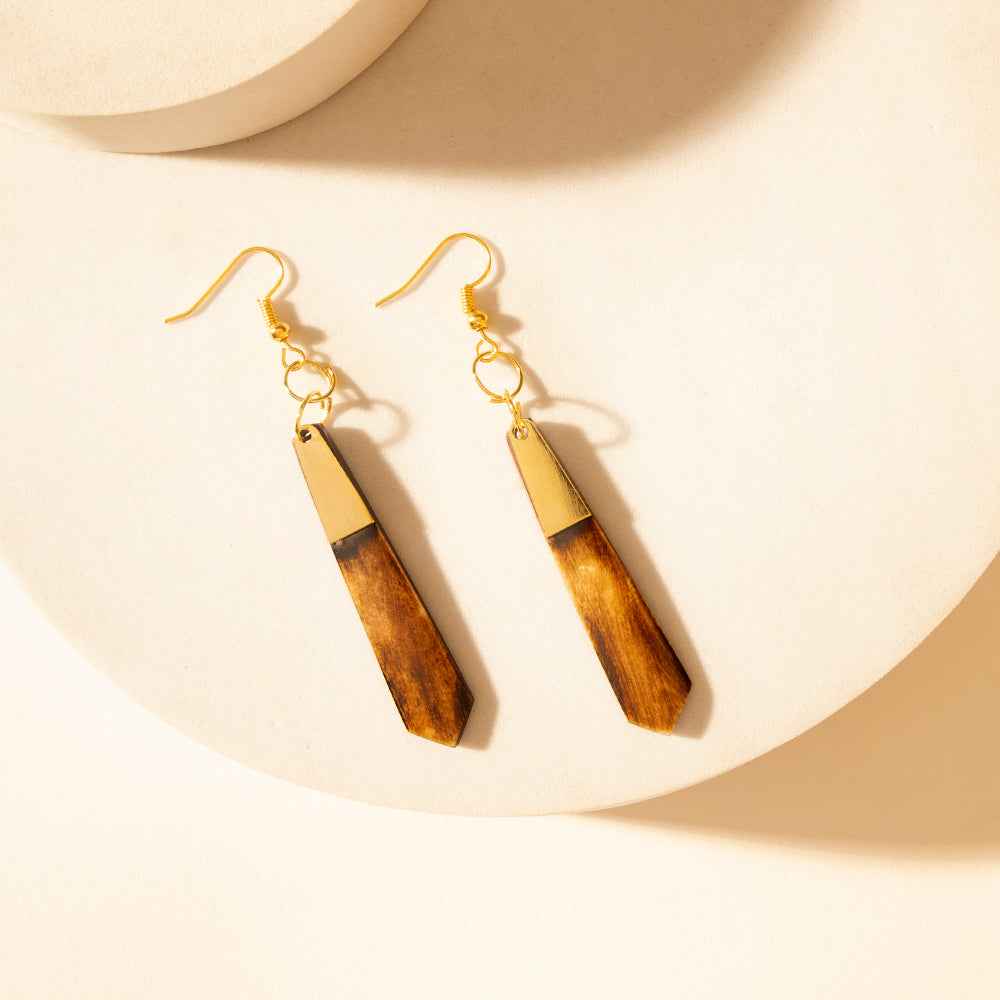 Myra Brindle Trail Drop Earrings in Smoke Tan
