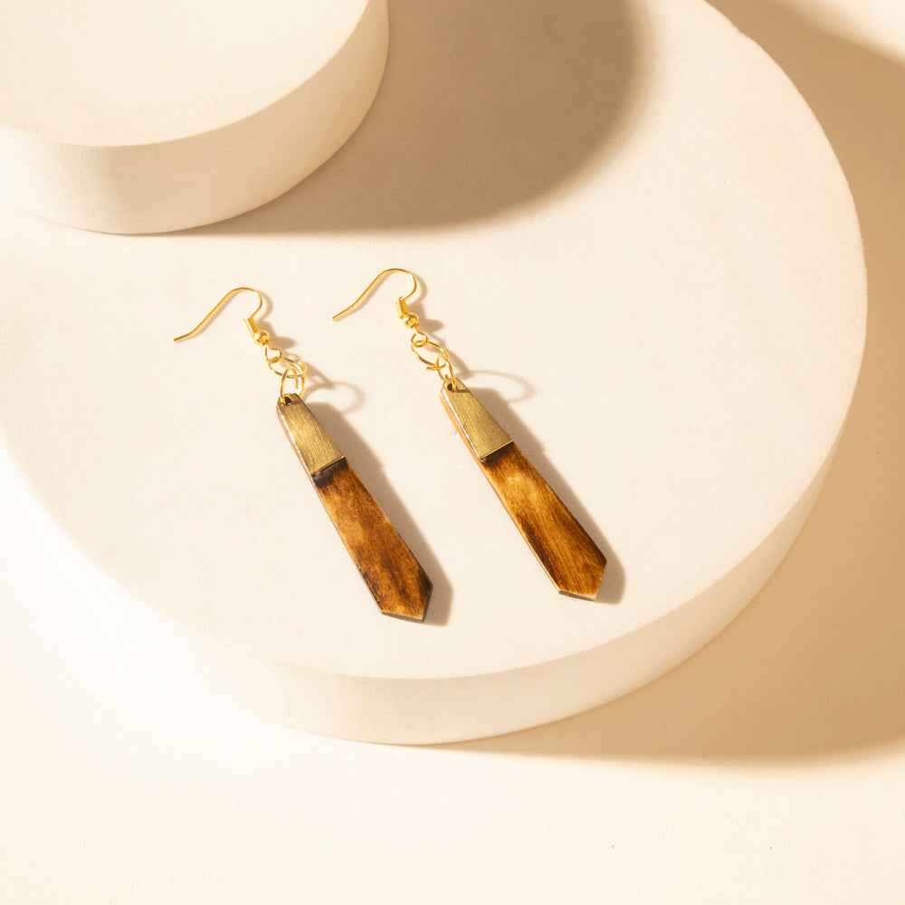 Myra Brindle Trail Drop Earrings in Smoke Tan