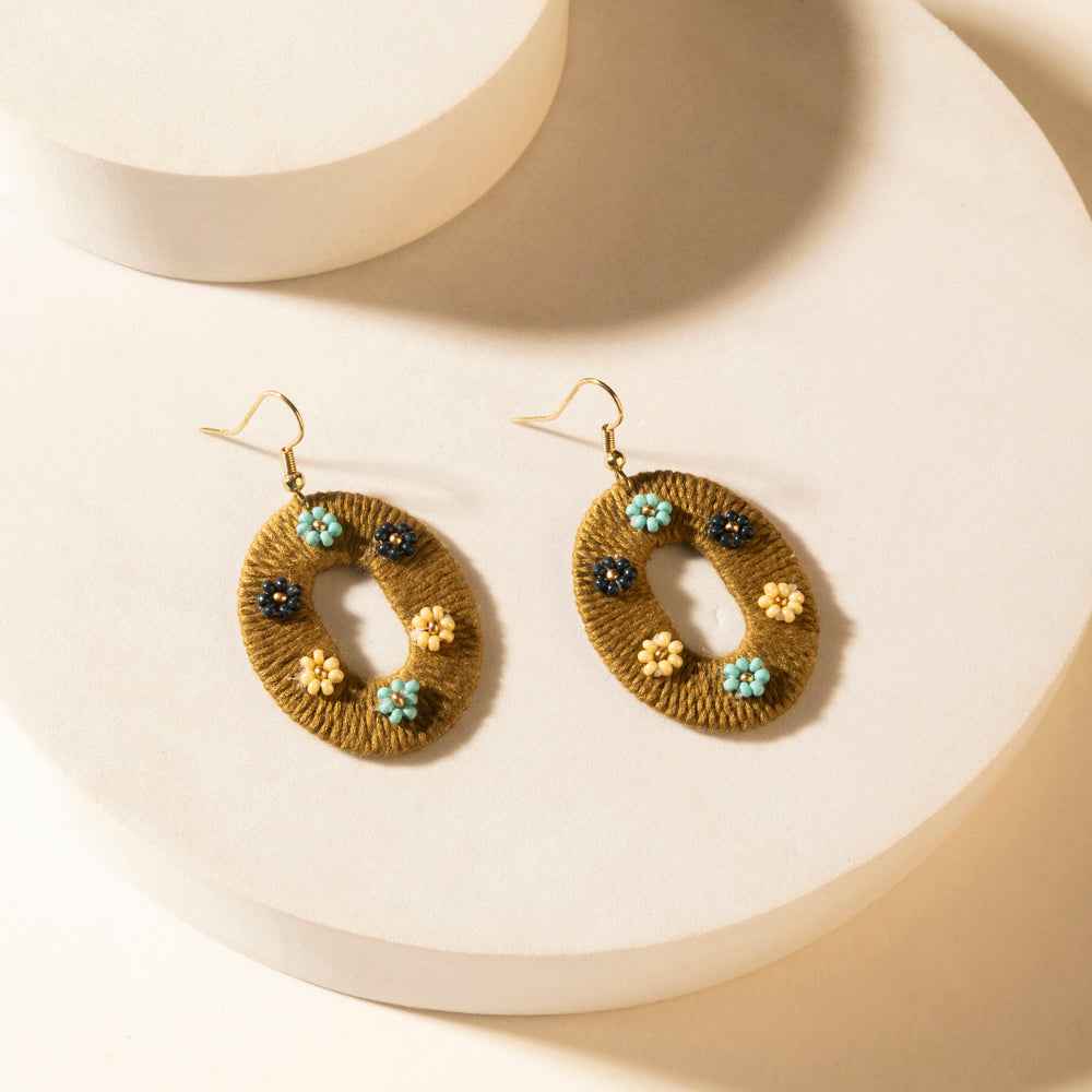 Myra Pasture Posy Oval Earrings in Sand Dune