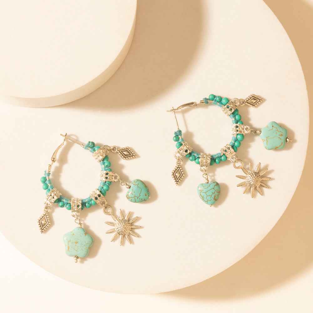Myra Sunchrome Charm Hoop Earrings in Bloom Blue