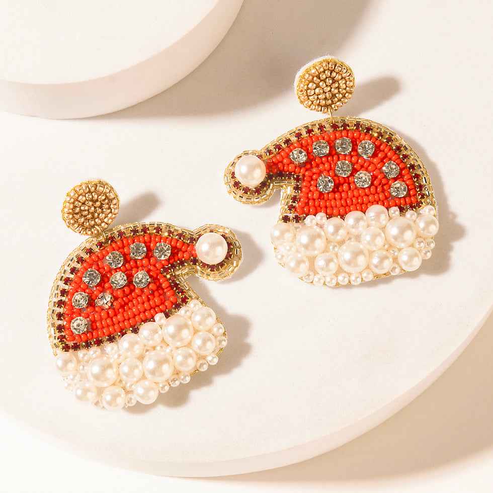 Myra Merry Pearlshine Charm Earrings in Ivory Scarlet
