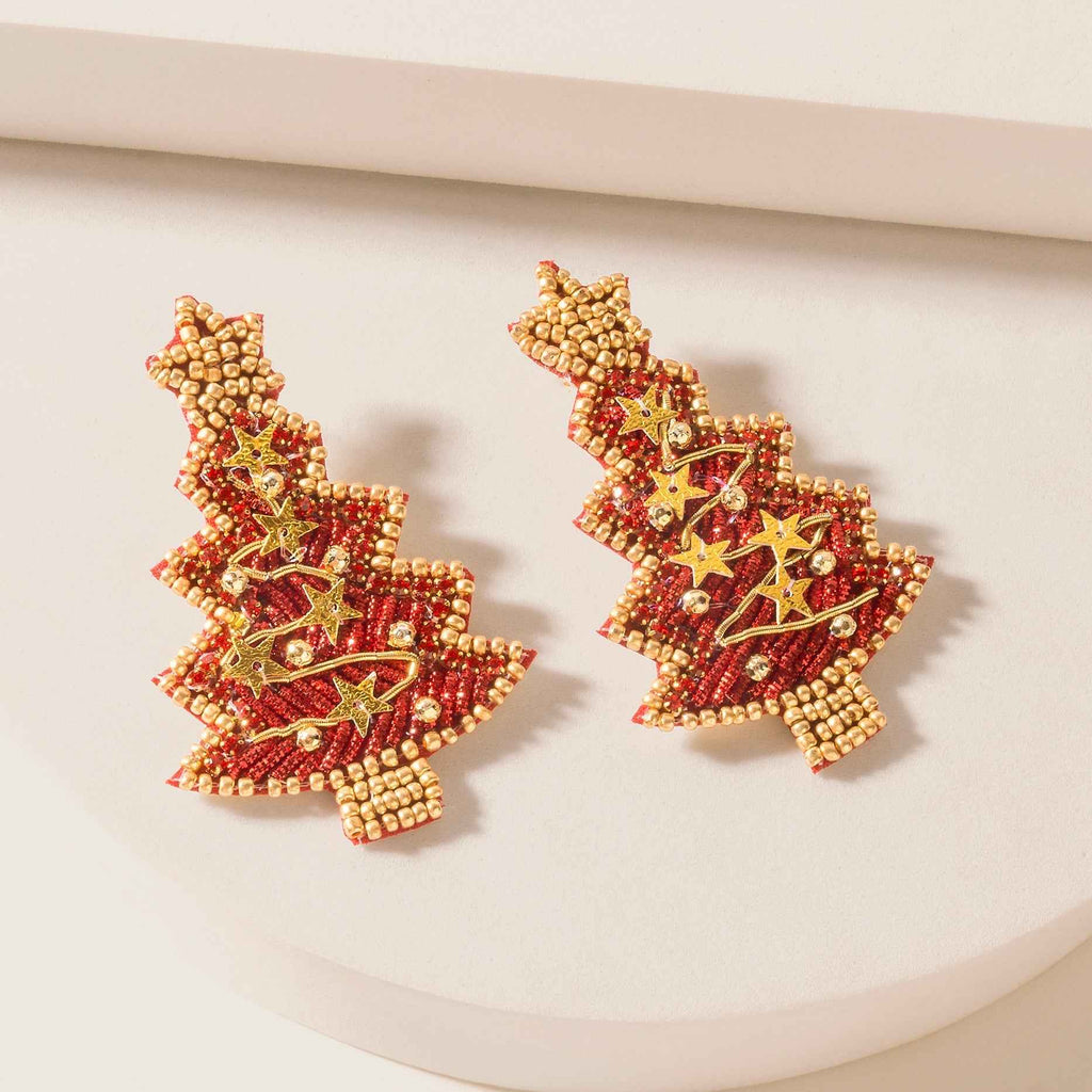 Myra Starfall Pine Charm Earrings in Blush Red