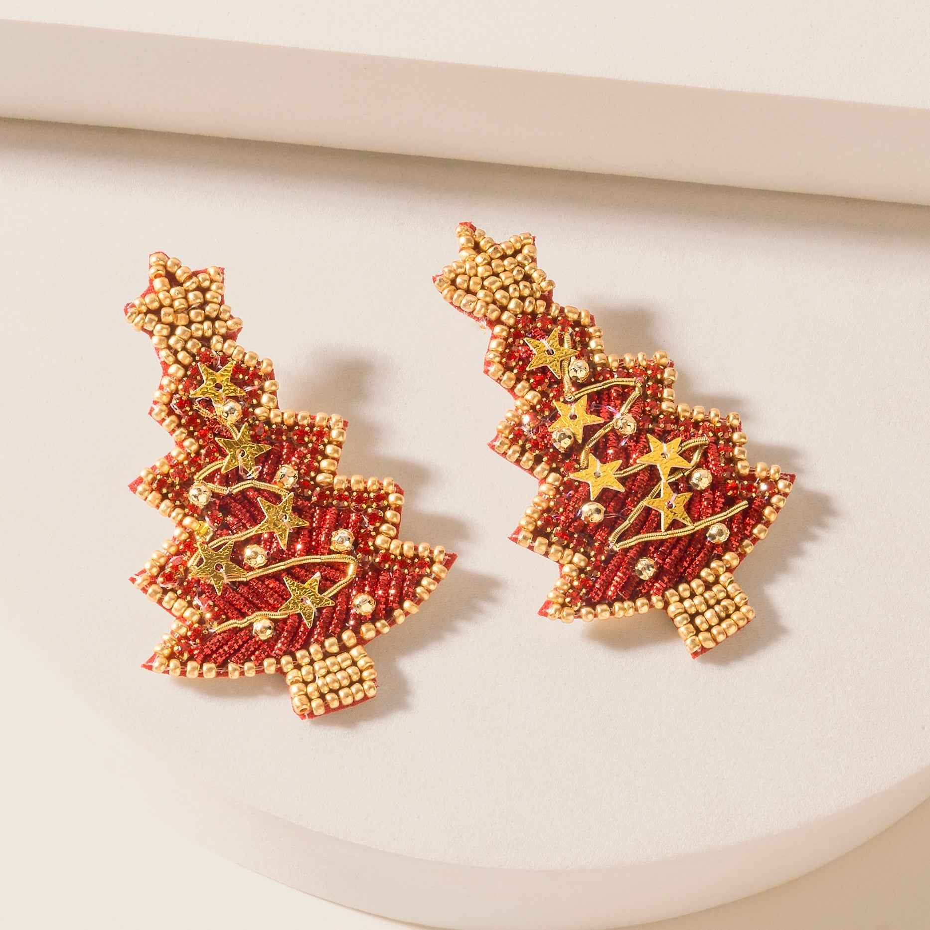 Myra Starfall Pine Charm Earrings in Blush Red
