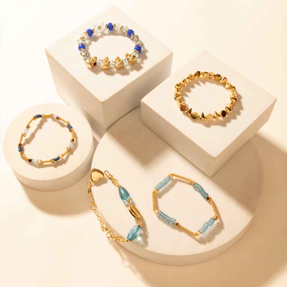 Myra Gilded Lasso Stack Bracelet in Arena Blue