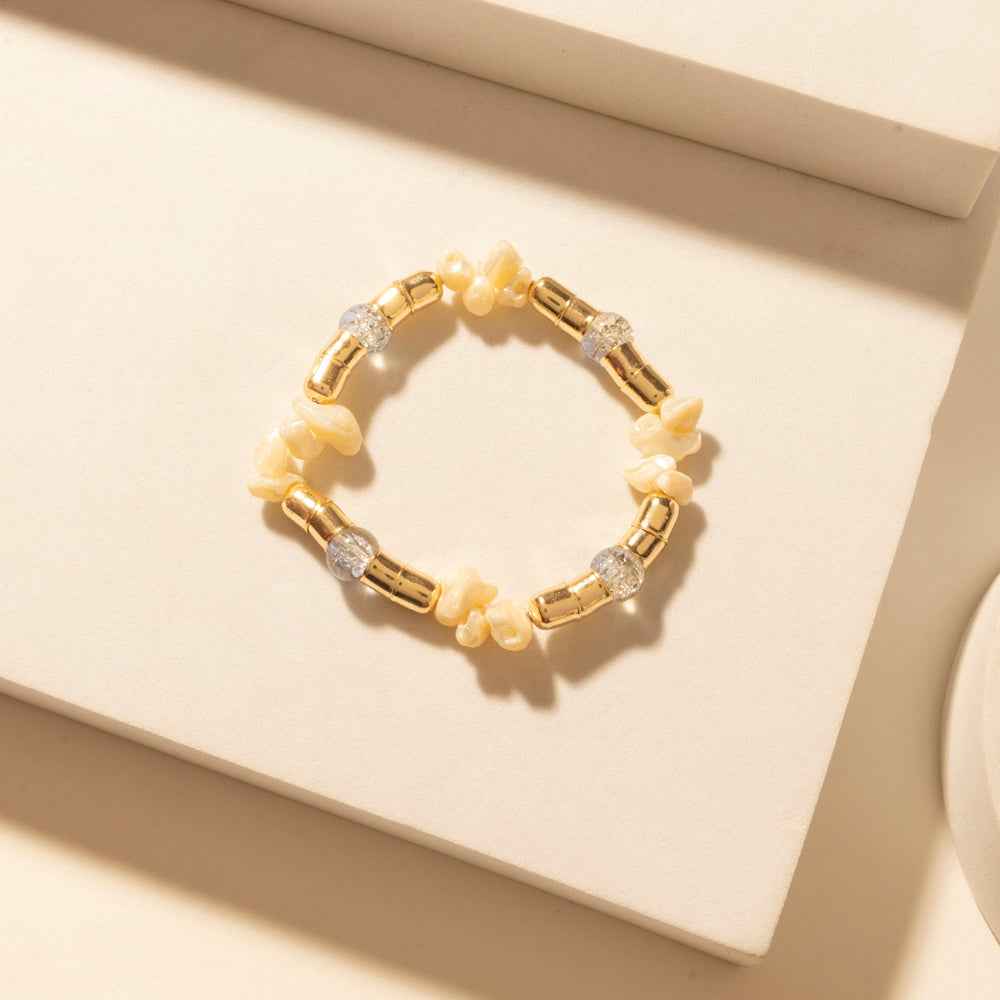 Myra Gulf Shell Stack Bracelet in Dune Gold