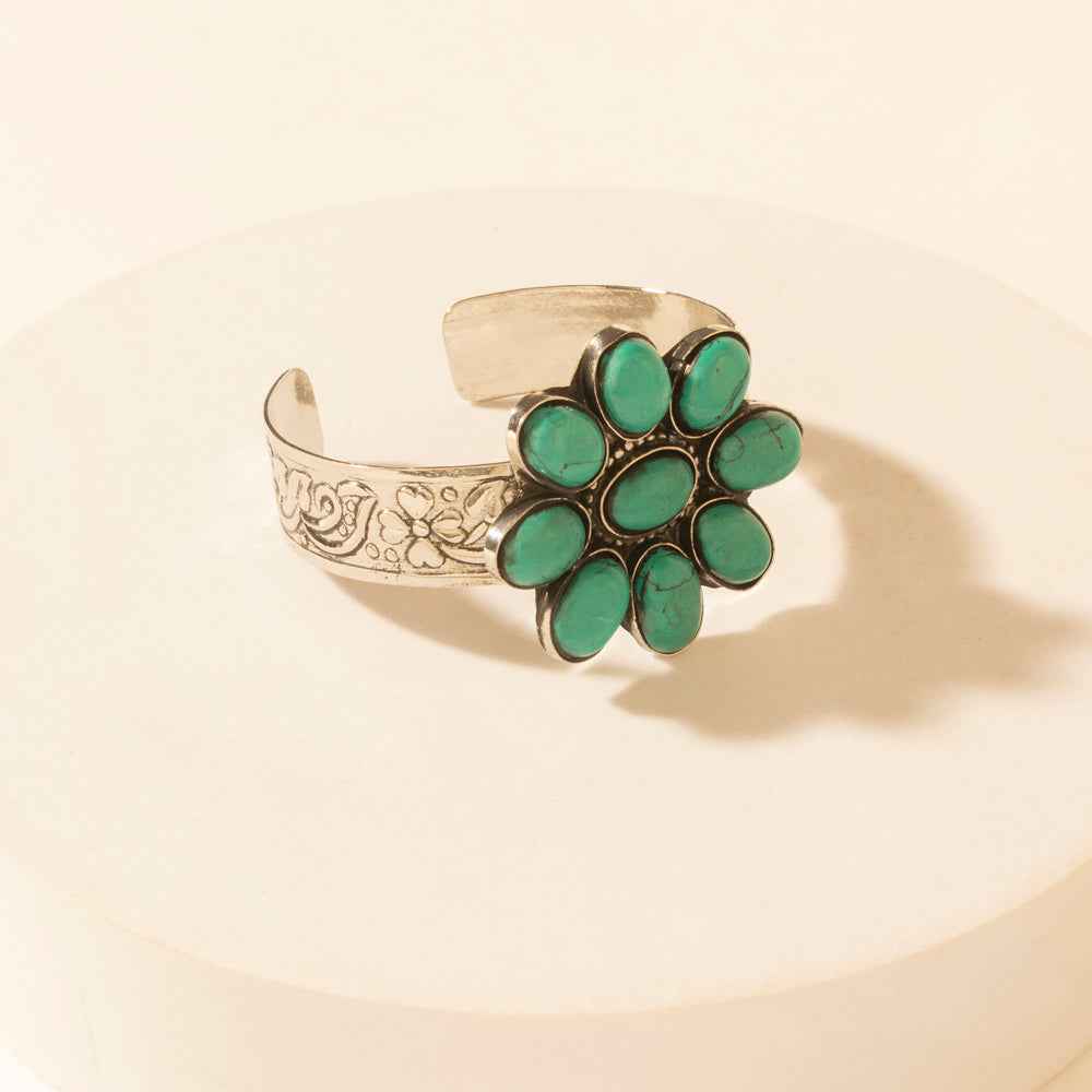 Myra Petalstone Cuff in Steel Blue