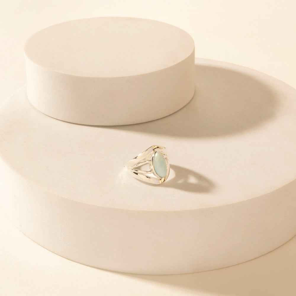 Myra Marquise Halo Sterling Silver Ring in Mirage Grey