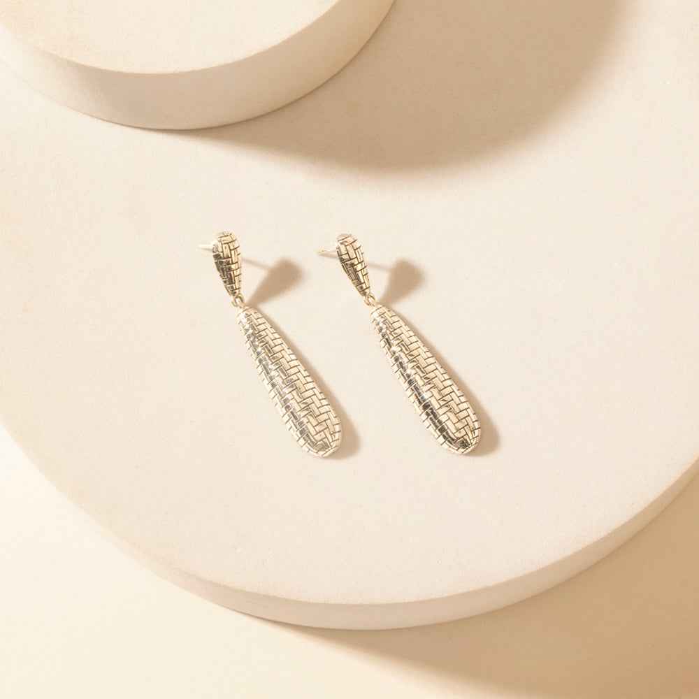 Myra Lariat Mesh Sterling Silver Earrings in Dusty Chrome