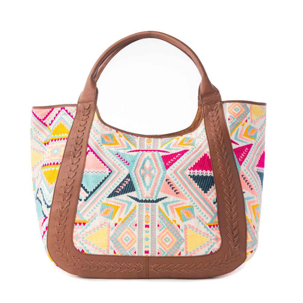 Myra Sedona Horizon Jacquard Tote Bag in Sunset Coral